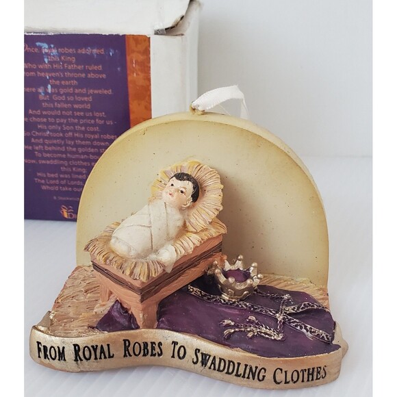 Dicksons Baby Jesus Manger Nativity Christmas Ornament VTG 2 Cor 8:9 Religious - Picture 1 of 8